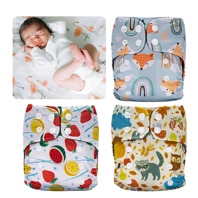Reusable diapers small soft ecological diapers washable for 0-3 months newborn baby digital print Mommy Novice Necessities